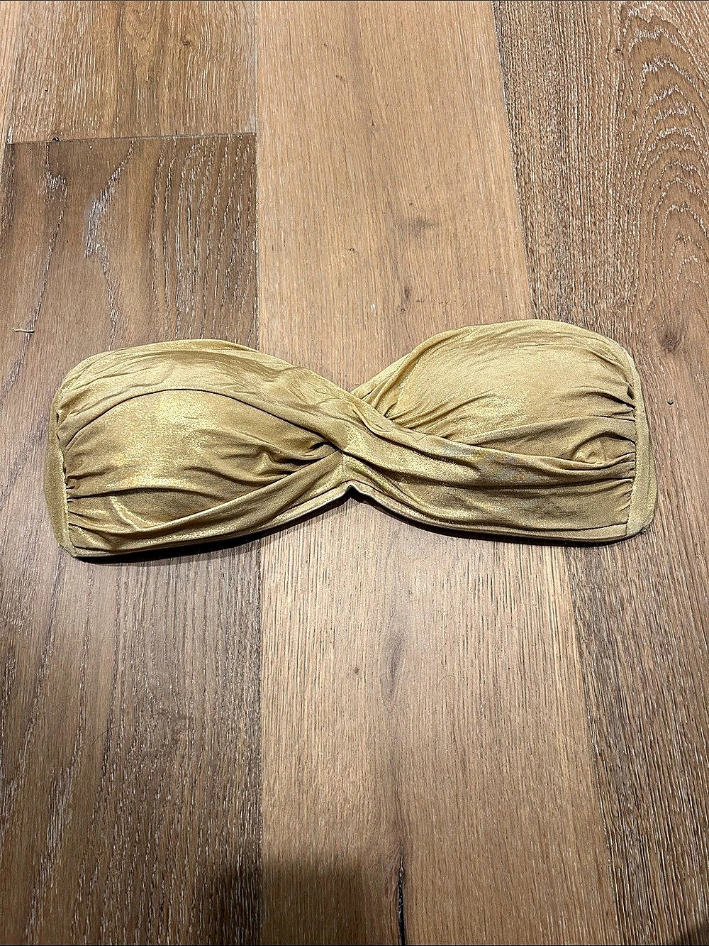 La Blanca Gold Twist Bandeau Bikini Top Size 14